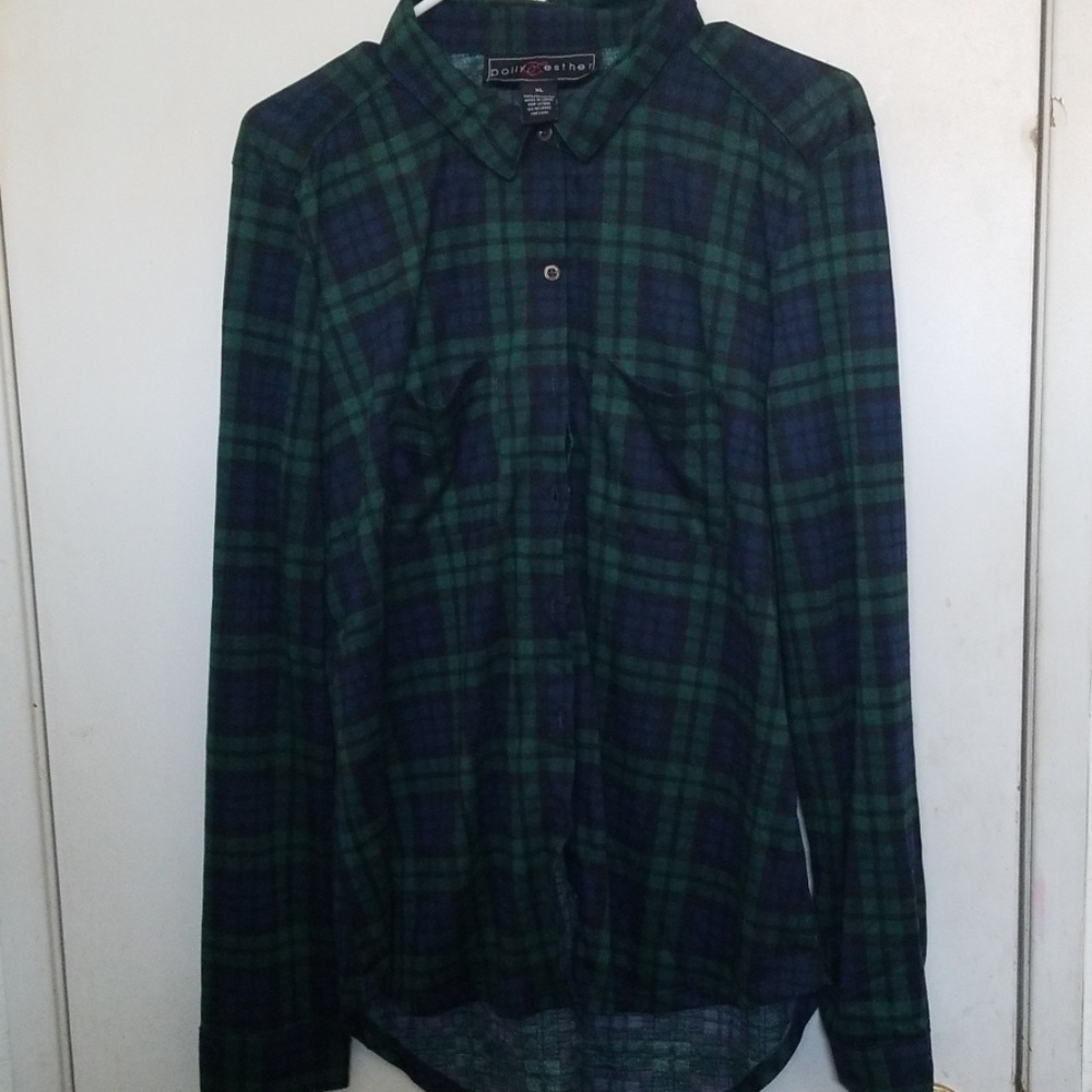 Dark green black and blue flannel